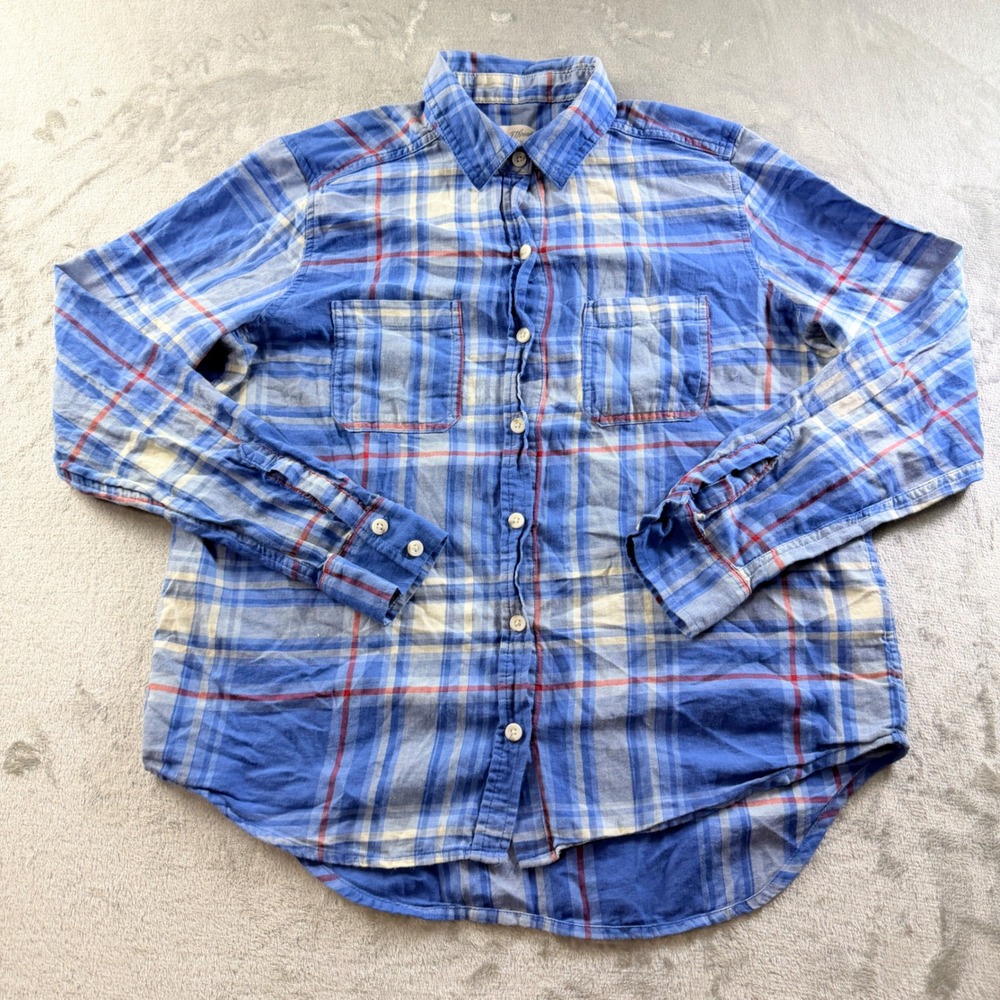 Universal Thread Goods Co Blue Plaid Flannel Button Down Shirt Women's Small